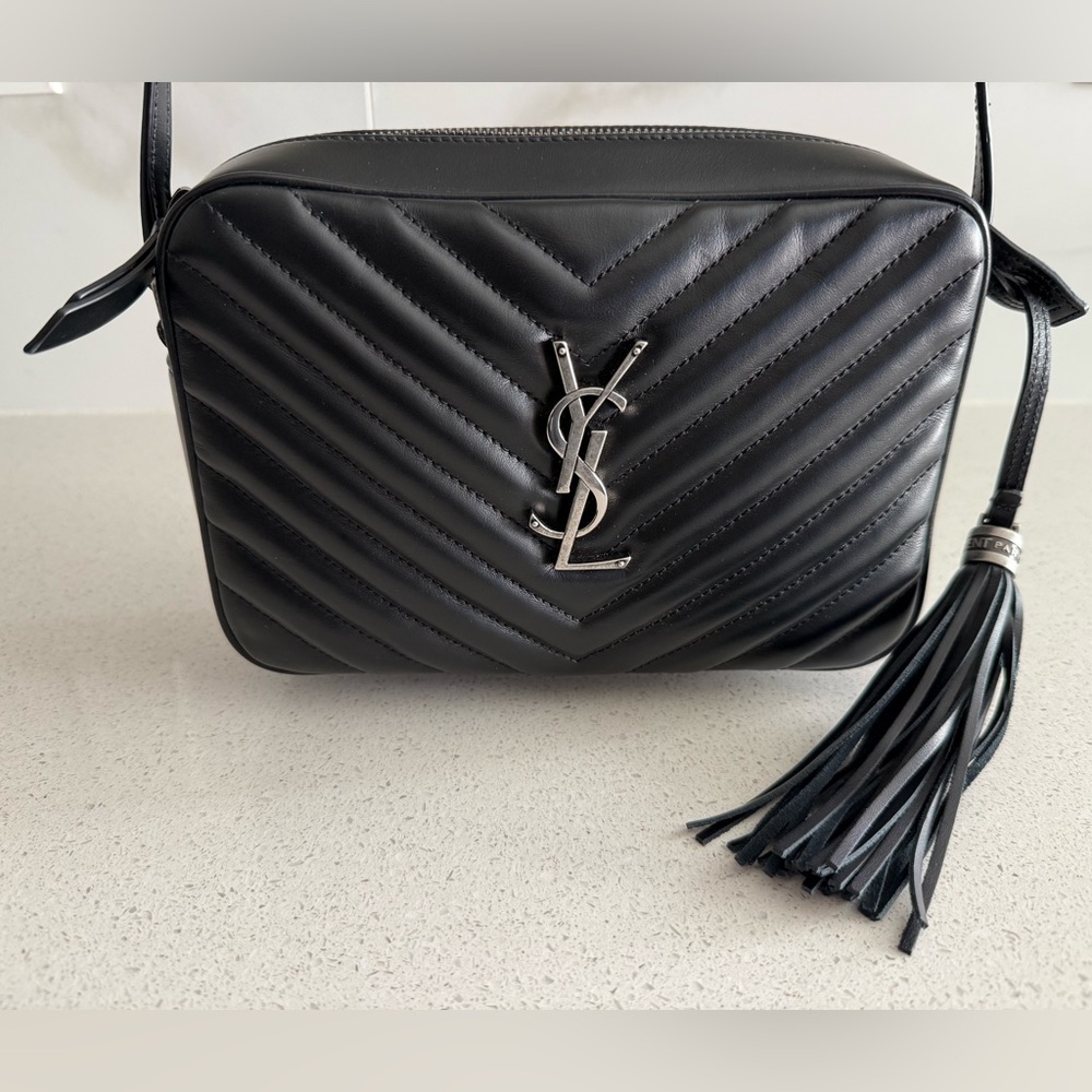 YSL Saint Laurent Lou Quilted Black Calfskin Leather Camera Bag - Picture 1 of 12